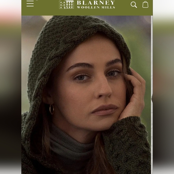 Blarney Woolen Mills Aran hooded Merino Wool Sweater, Green Women's Size L - Picture 12 of 16